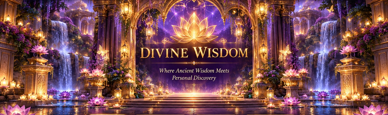 Divine Wisdom royal lotus gateway with glowing waterfalls and golden architecture
